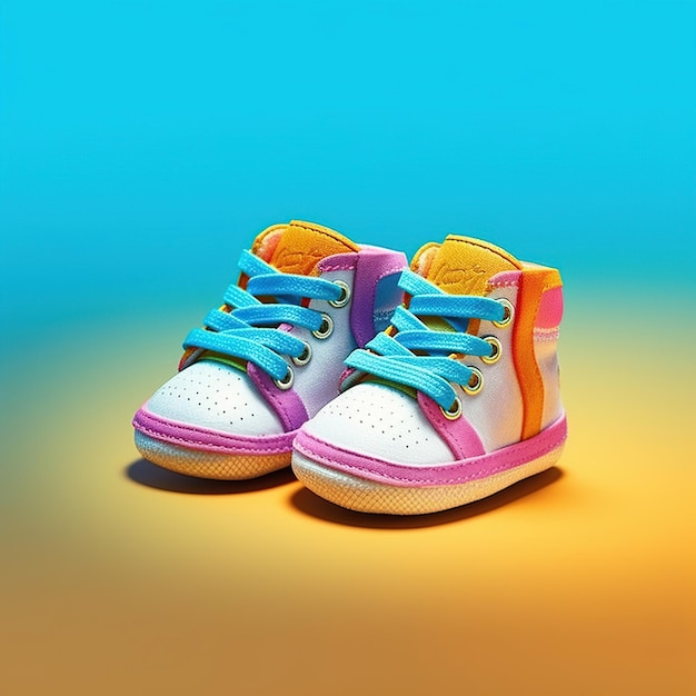 Zapatos para niños realistas en 3D Baby Shower Tarjeta de felicitación Generative Ai