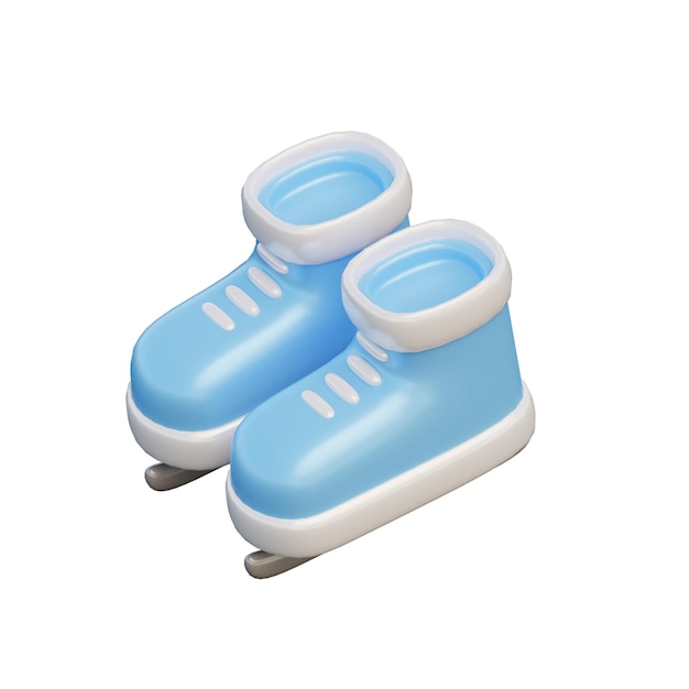 Zapatos de patín de hielo 3D Render de ilustración de icono aislado