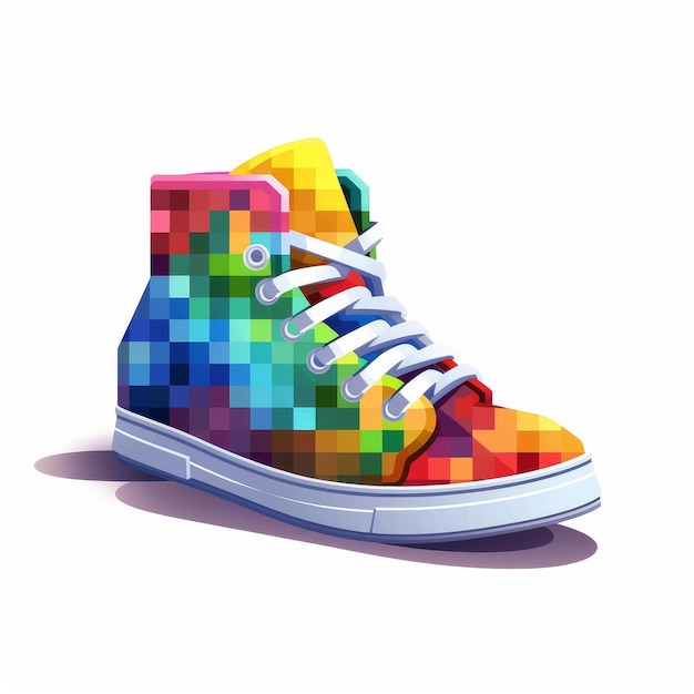 Zapatos Pixel Art con colores vibrantes de Pixelplantmaster