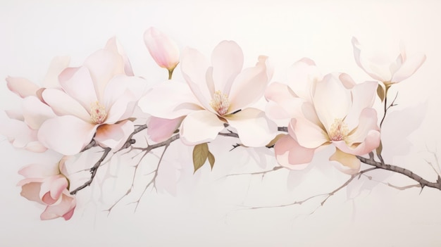 Foto zarte aquarell-magnolienblüte, ki generiert