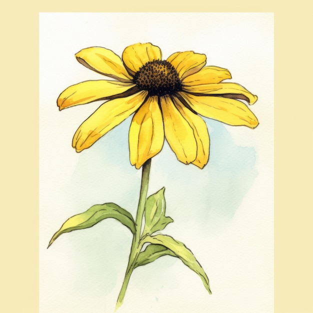 Foto zarte aquarell-sonnenblumen-illustration im stil von marguerite blasingame