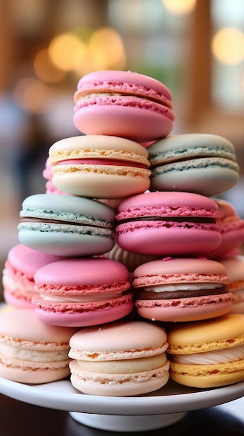 Zarte, farbenfrohe französische Macarons, perfekt für Dessertliebhaber