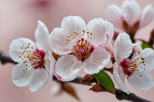 Zarte Kirschblüten mit Tautropfen
