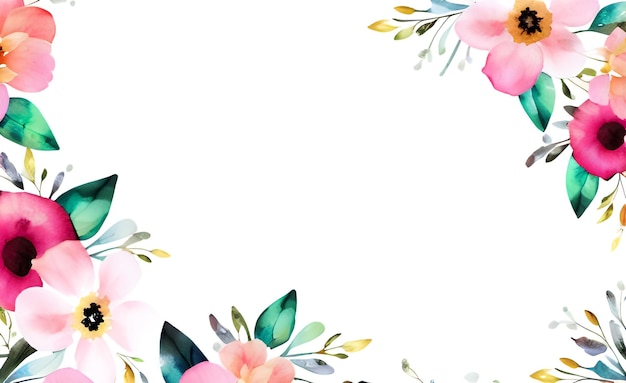 Zarter Aquarell-Blumenrahmen auf einem faszinierenden Hintergrund