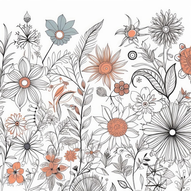 Zartes minimalistisches Boho-Kunstdesign mit Blumen