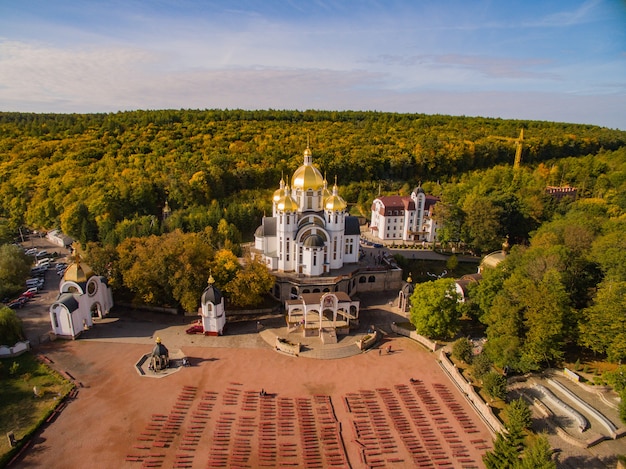 Zarvanytsia Kirche. Luftaufnahmen des Marian Spiritual Center.