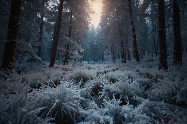 Zauberwald Frost Schnee bedeckte Weihnachten