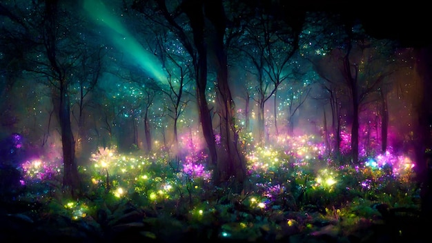 Zauberwald in der Nacht