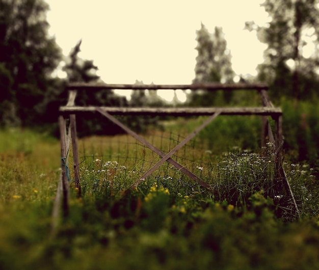 Foto zaun auf grasbewachsenem feld