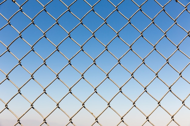 Zaun Rabitz Nahaufnahme auf blauem Himmel