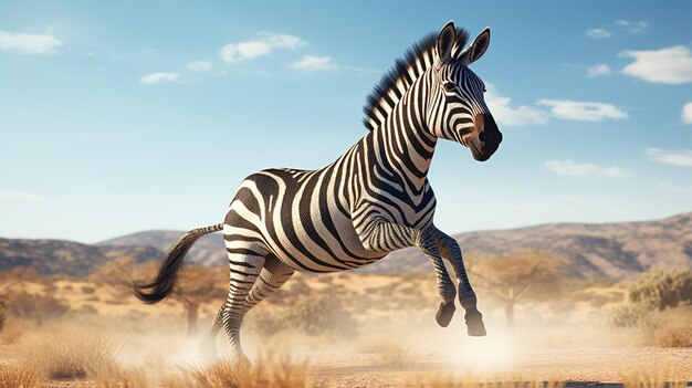 Zebra africana de rayas que salta AI Generative