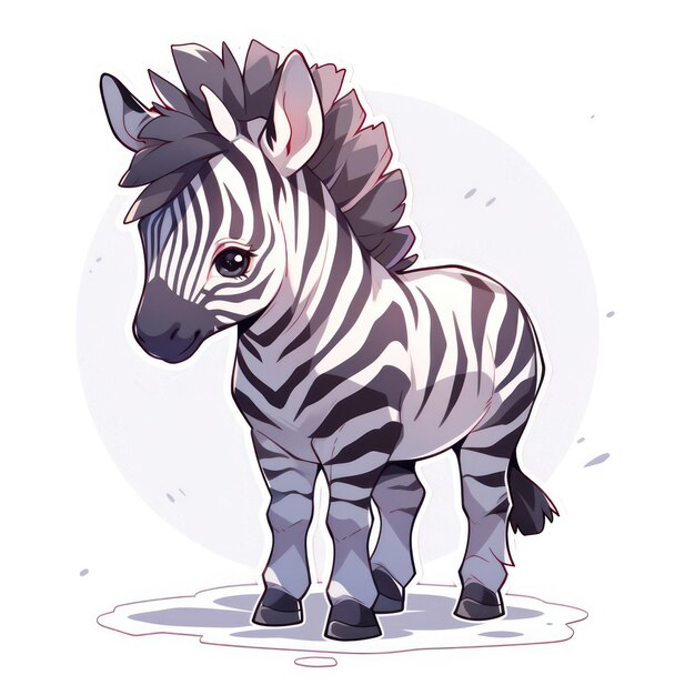 Foto zebra animal chibi estilo de desenho animado isolado fundo plano