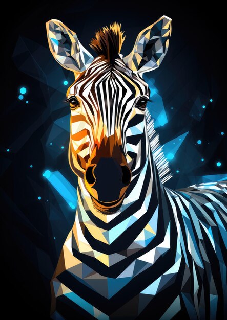 Foto zebra animal papel de parede escuro com luzes de bokeh e árvores na natureza generative ai