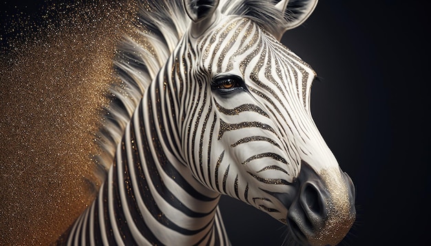 Zebra backgroundGlitter douradoGenerative ai
