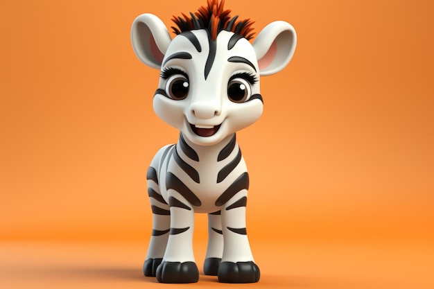 Zebra de brinquedo com fundo laranja