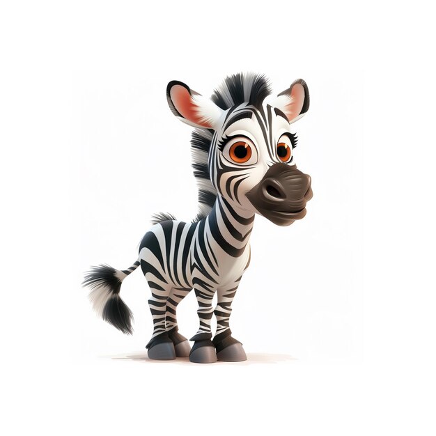 Zebra de brinquedo de pé em superfície branca IA generativa