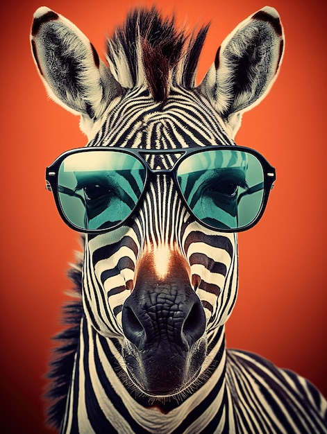 Zebra de fantasia com óculos de sol IA geradora
