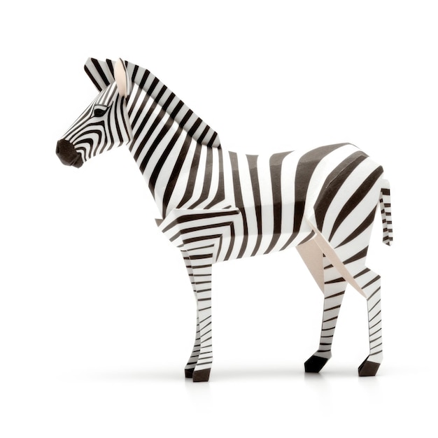 Zebra de origami isolada em fundo branco