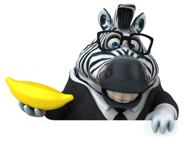 Zebra divertida com banana