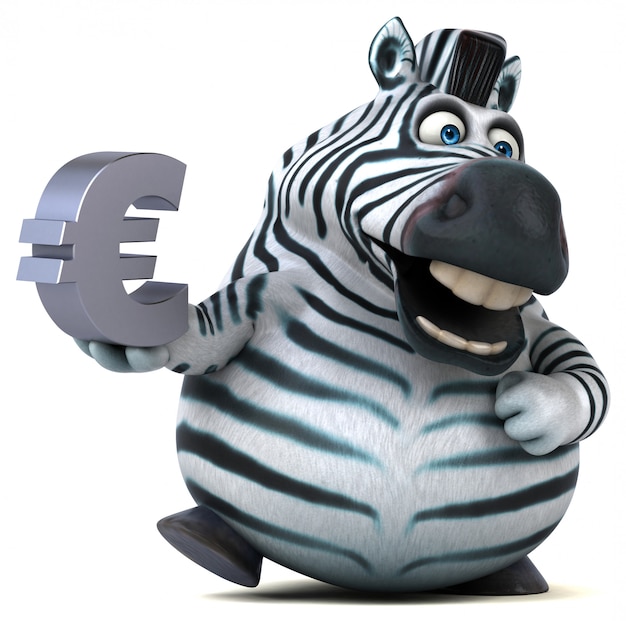Zebra divertida com sinal euro