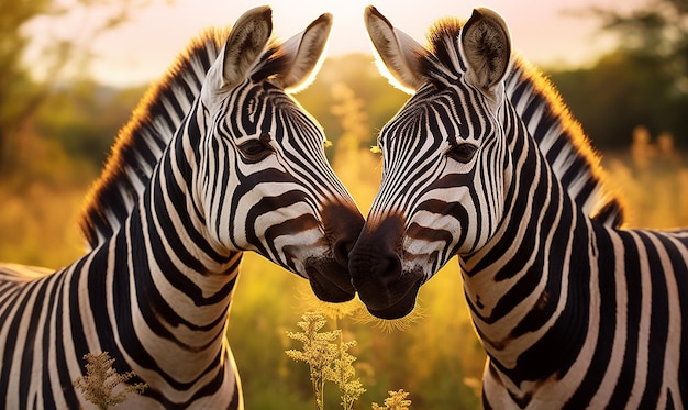 Zebra Duo de pé lado a lado