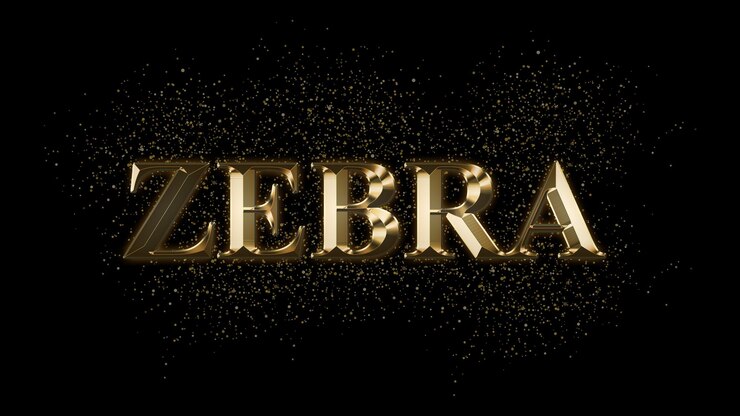 Foto zebra efecto de texto de oro texto de oro con chispas texto chapado en oro efecto nombre del animal