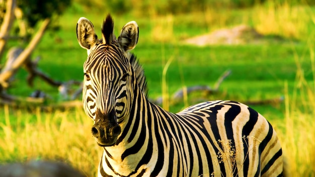 Zebra está olhando para a câmera