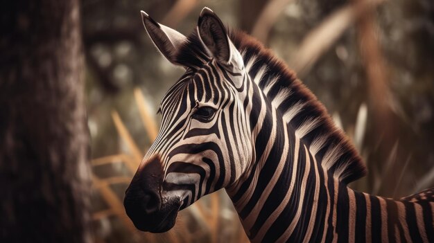 Zebra im Dschungel Wildschirm aus der Natur Tierporträt