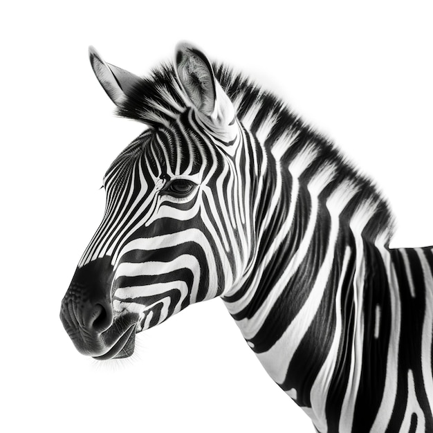 Zebra isoliert auf weißem Hintergrund erzeugen KI