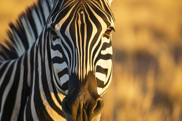 Zebra na luz dourada da savana ao pôr-do-sol