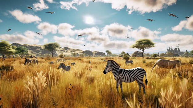 Foto zebra na savana