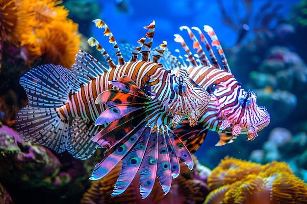 Foto zebra de pez león y pterois de volitan