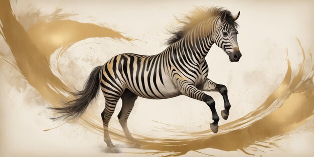 Zebra pintada al óleo