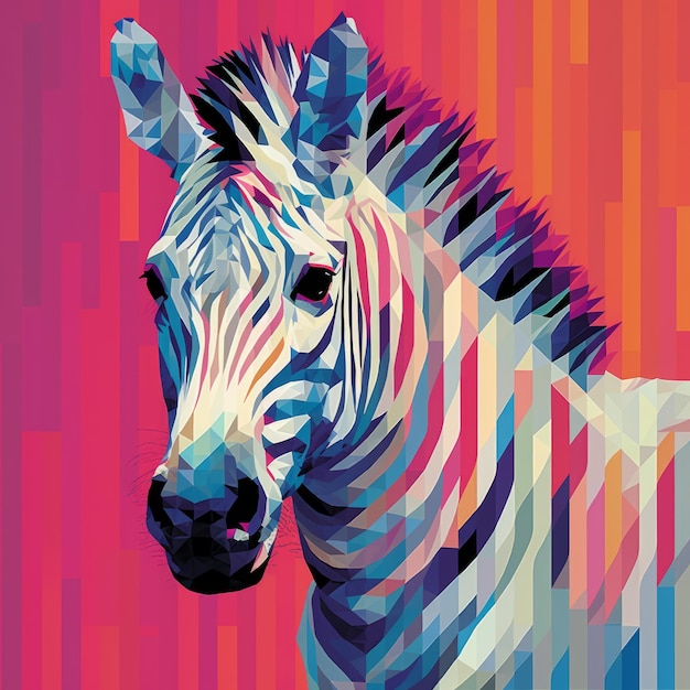 Zebra Pixel Art em fundo sólido