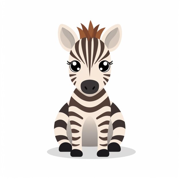 zebra sentada com os olhos bem abertos e um fundo branco generativo ai