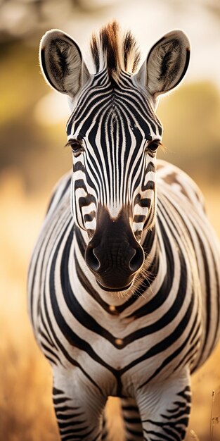 Zebra steht auf einem Feld mit verschwommenem Hintergrund, generative KI