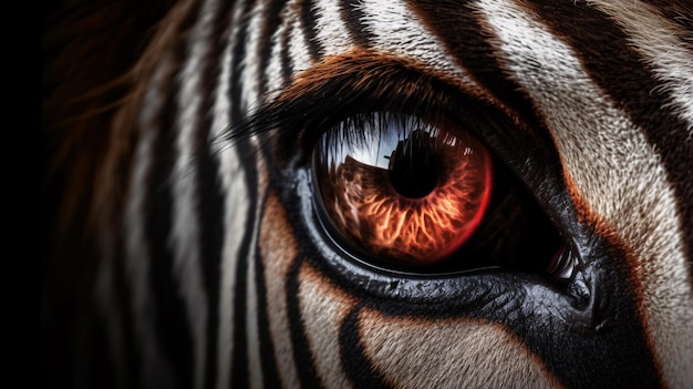 Zebraauge auf dunklem Hintergrund