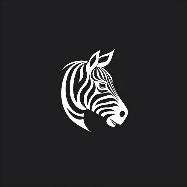 Zebrakopf-Symbol, Vektorgrafik-Design-Vorlage isoliert auf schwarzem Hintergrund