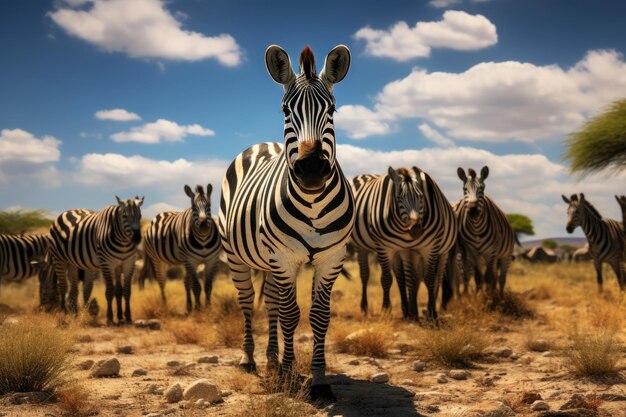 Zebras de Safari Africanas à Luz do Sol