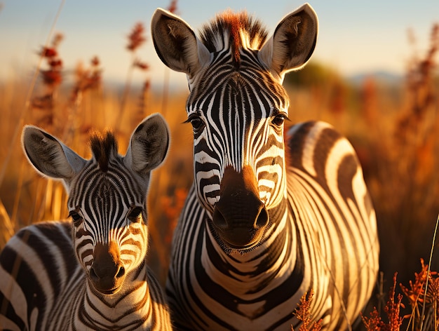 zebras estão de pé na grama um está olhando para a câmera