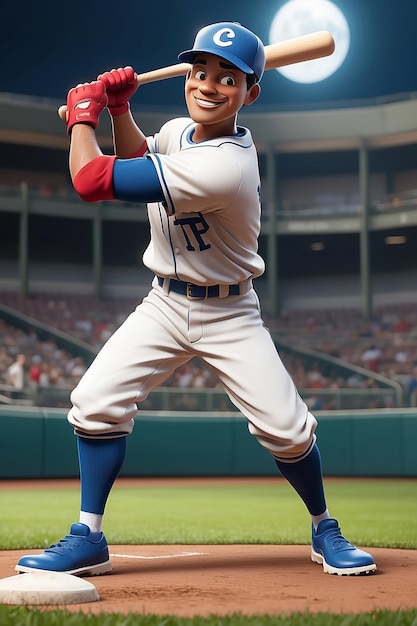 Zeichentrickfigur Full Shot Man spielt Baseball