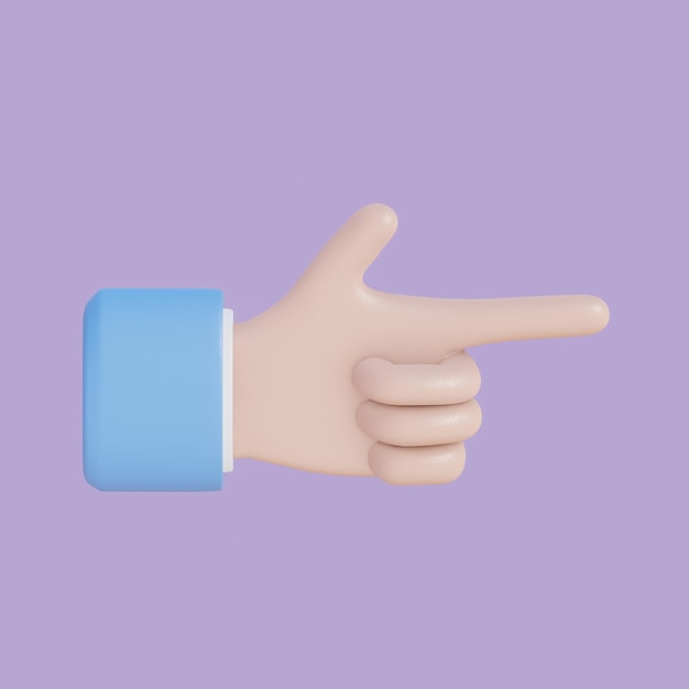 Foto zeichentrickfigur handzeigegeste 3d-darstellung der hand mit einem finger zeigt richtung zeigt nach vorne zeigefinger zeichentrickfigur handzeigegeste business clipart