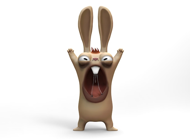 Zeichentrickfigur wütender Hase und Kaninchen 3dillustration3drendering