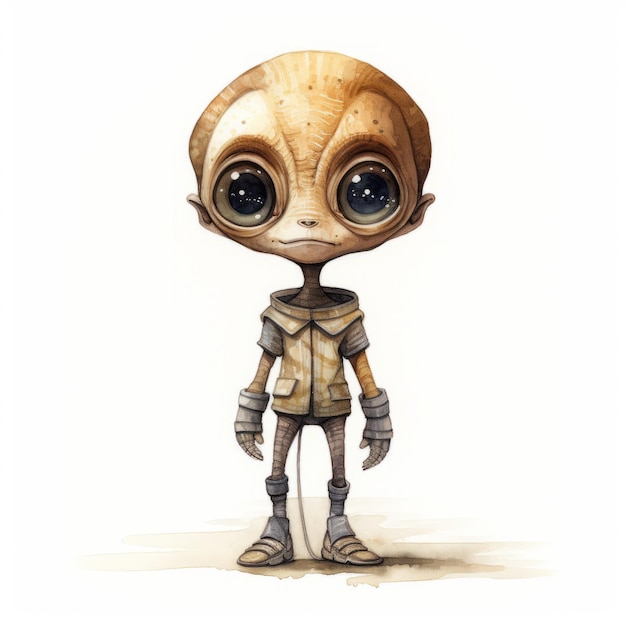 Zeichentrickfilm Alien Isolated on White Background