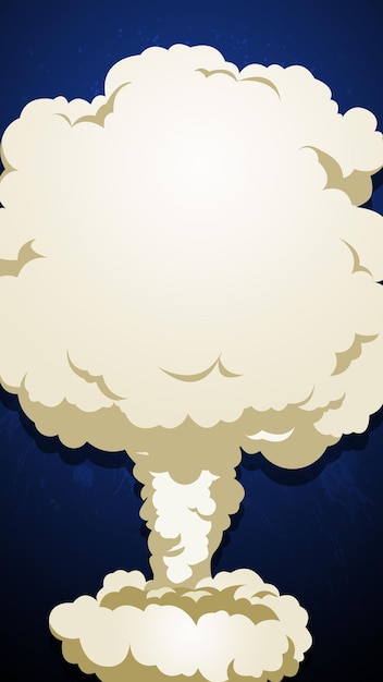 Zeichentrickfilm Atomexplosion Eine stilisierte Pilzwolke über schwarzem Hintergrund Illustration