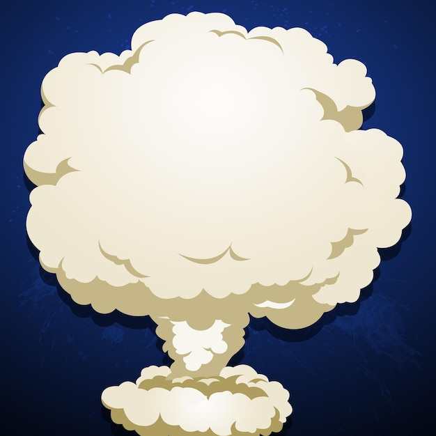 Zeichentrickfilm Atomexplosion Eine stilisierte Pilzwolke über schwarzem Hintergrund Illustration