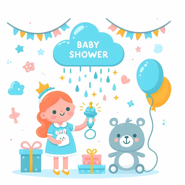 Foto zeichentrickfilm babyshower illustration babyshower feiern party erwartung schwangerschaft neugeborenes