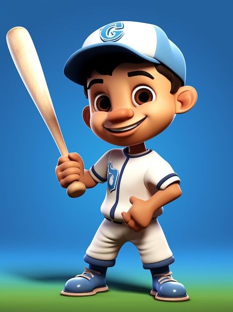 Foto zeichentrickfilm-baseballspieler mit einem schläger in der hand