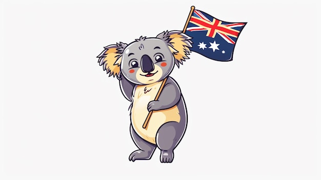 Foto zeichentrickfilm-illustration der glücklichen koala halten australische ki generative