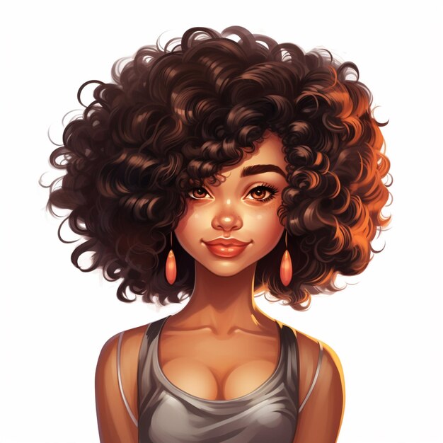 Foto zeichentrickfilm-illustration einer frau mit großen afro-haaren generative ai